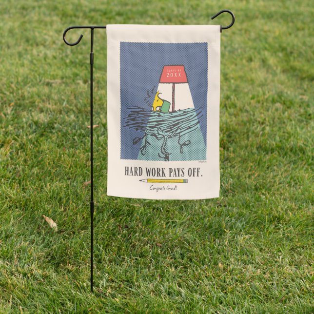 Peanuts Snoopy Hard Work Pays Off Graduation Garden Flag (In SItu)