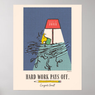 Peanuts Snoopy Hard Work Pays Off Graduation Poster