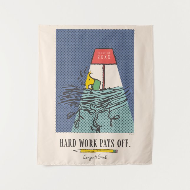Peanuts Snoopy Hard Work Pays Off Graduation Tapestry (Front)