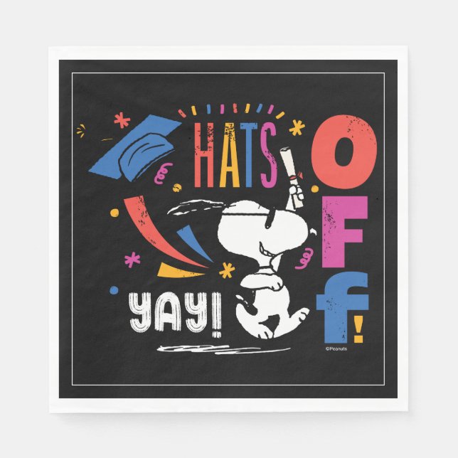 Peanuts Snoopy Hats Off To You Graduation Congrats Napkins (Front)