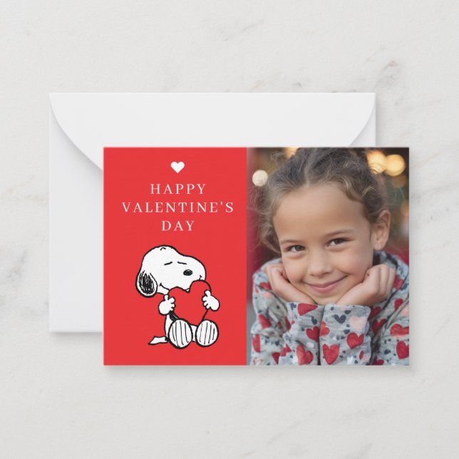 Peanuts | Snoopy Heart Photo Valentine Note Card (Front)