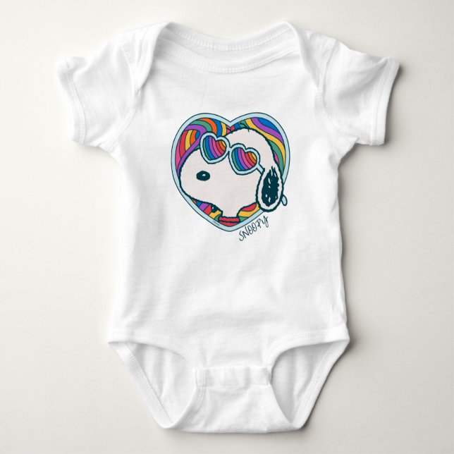 Peanuts | Snoopy Heart Rainbow Baby Bodysuit (Front)