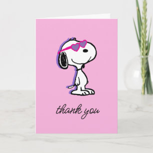 Peanuts Snoopy Heart Sunglasses Letterpress Thank You Card