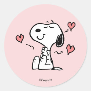 Peanuts Snoopy Hearts Classic Round Sticker
