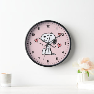 Peanuts Snoopy Hearts Clock