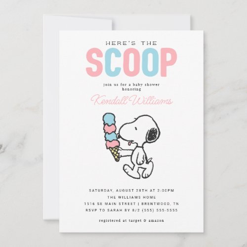 Peanuts Snoopy  Heres the Scoop _ Baby Shower Invitation