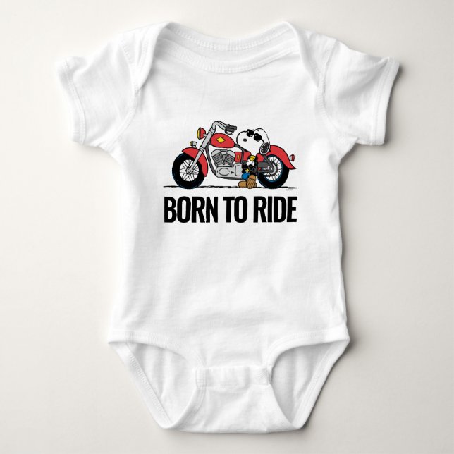 Peanuts | Snoopy & His Motorcycle Baby Bodysuit (Front)
