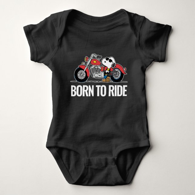 Peanuts | Snoopy & His Motorcycle Baby Bodysuit (Front)