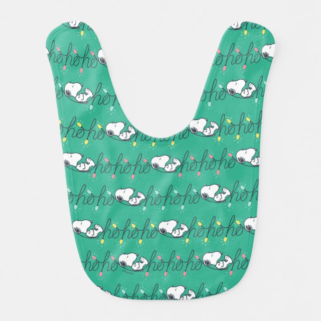 Peanuts | Snoopy Ho Ho Ho Christmas Pattern Baby Bib (Front)