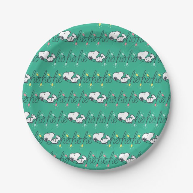 Peanuts | Snoopy Ho Ho Ho Christmas Pattern Paper Plates (Front)