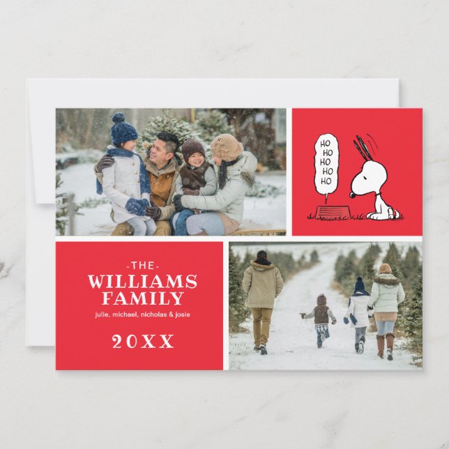 Peanuts | Snoopy Ho Ho Ho Food Dish Holiday Card (Front)