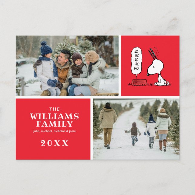 Peanuts | Snoopy Ho Ho Ho Food Dish Holiday Postcard (Front)