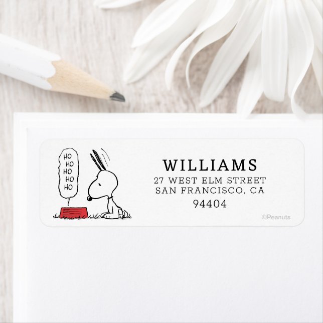Peanuts | Snoopy Ho Ho Ho Food Dish Label (Insitu)