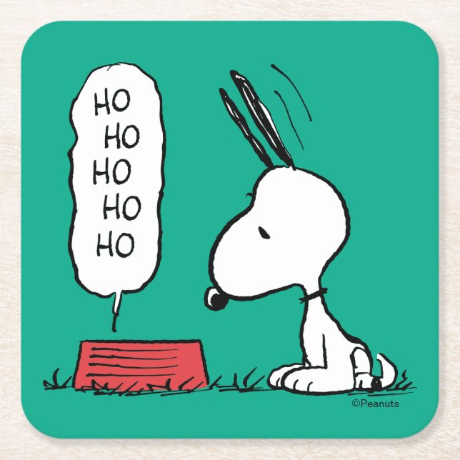 Peanuts | Snoopy Ho Ho Ho Food Dish Square Paper Coaster (Front)
