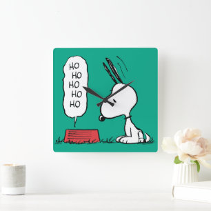 Peanuts Snoopy Ho Ho Ho Food Dish Square Wall Clock