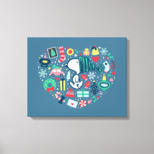 Peanuts  Snoopy Holiday Happiness Heart Canvas Print