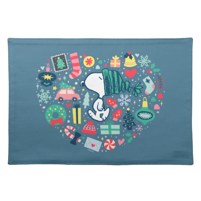 Peanuts | Snoopy Holiday Happiness Heart Cloth Placemat (Front)