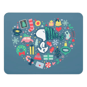 Peanuts Snoopy Holiday Happiness Heart Door Sign