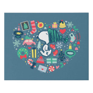 Peanuts   Snoopy Holiday Happiness Heart Faux Canvas Print