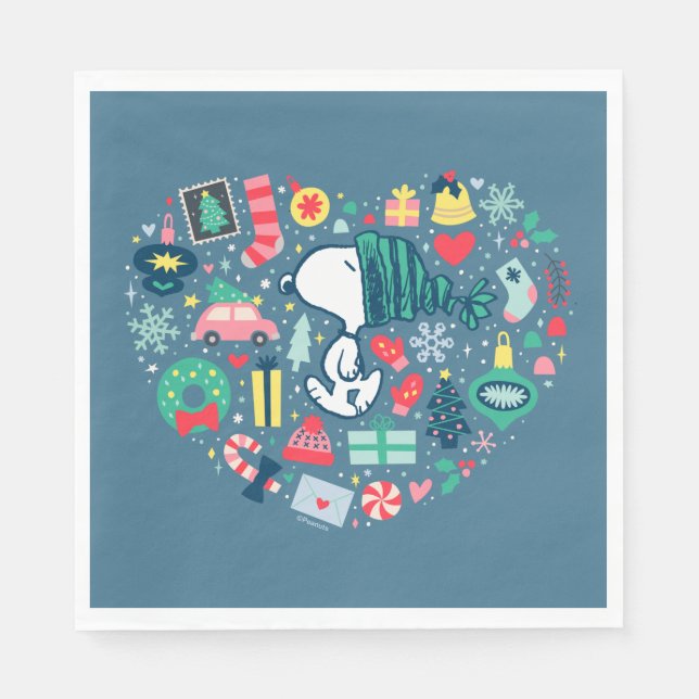 Peanuts | Snoopy Holiday Happiness Heart Napkins (Front)