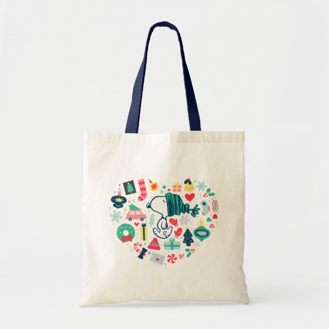 Peanuts | Snoopy Holiday Happiness Heart Tote Bag (Front)