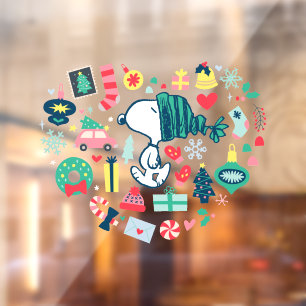 Peanuts Snoopy Holiday Happiness Heart Window Cling