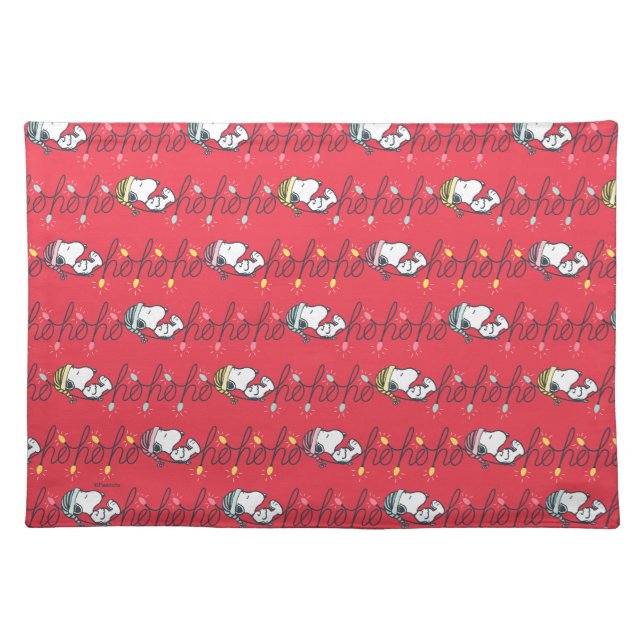 Peanuts | Snoopy Holiday Ho Ho Ho Holiday Pattern Cloth Placemat (Front)