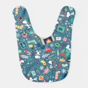 Peanuts Snoopy Holiday Pattern Baby Bib