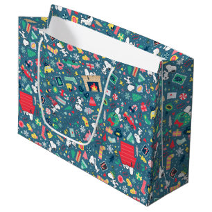 Peanuts Snoopy Holiday Pattern Large Gift Bag