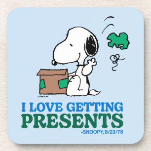 Peanuts Snoopy I Love Getting Presents Beverage Coaster