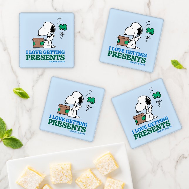 Peanuts | Snoopy I Love Getting Presents Coaster Set (In Situ)