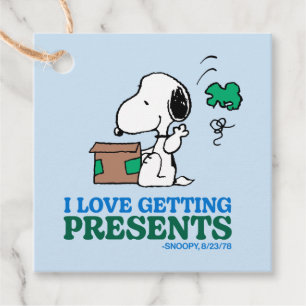 Peanuts   Snoopy I Love Getting Presents Favor Tags