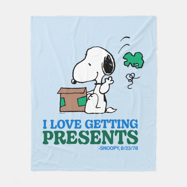 Peanuts | Snoopy I Love Getting Presents Fleece Blanket (Front)