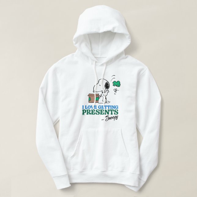Peanuts | Snoopy I Love Getting Presents Hoodie (Design Front)