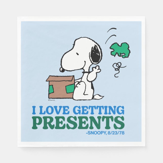 Peanuts | Snoopy I Love Getting Presents Napkins (Front)