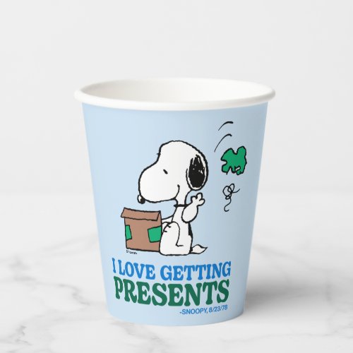 Peanuts  Snoopy I Love Getting Presents Paper Cups