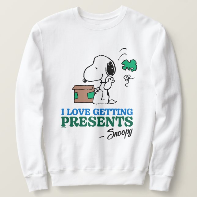 Peanuts | Snoopy I Love Getting Presents Sweatshirt (Design Front)