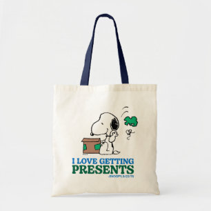 Peanuts   Snoopy I Love Getting Presents Tote Bag