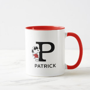 Peanuts Snoopy "Joe Cool" Name & Monogram P Mug