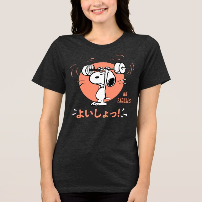 Peanuts | Snoopy Lifting Weights Tri-Blend Shirt (Front)