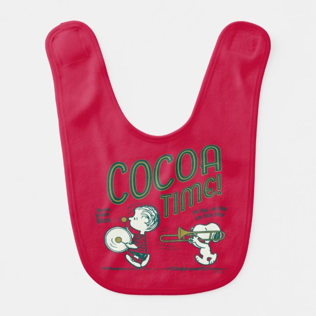 Peanuts | Snoopy & Linus Cocoa Time Baby Bib (Front)