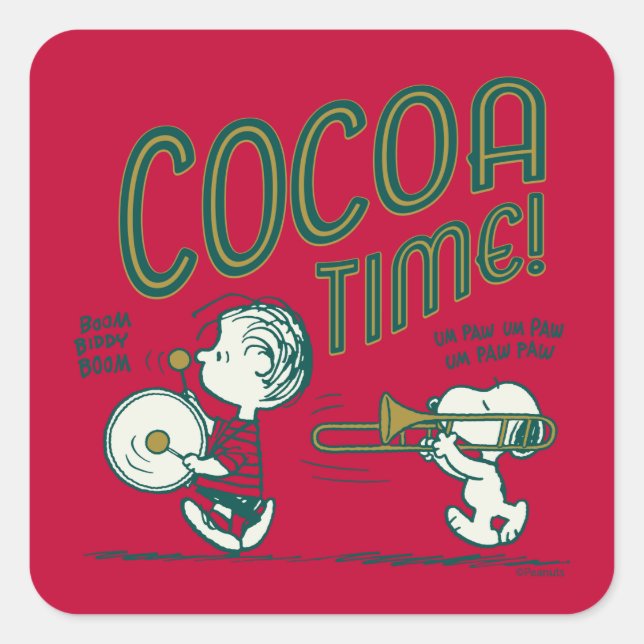 Peanuts | Snoopy & Linus Cocoa Time Square Sticker (Front)