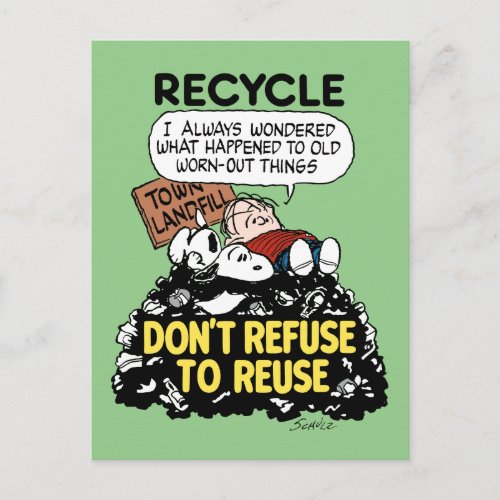 Peanuts  Snoopy  Linus Recycle  Reuse Postcard