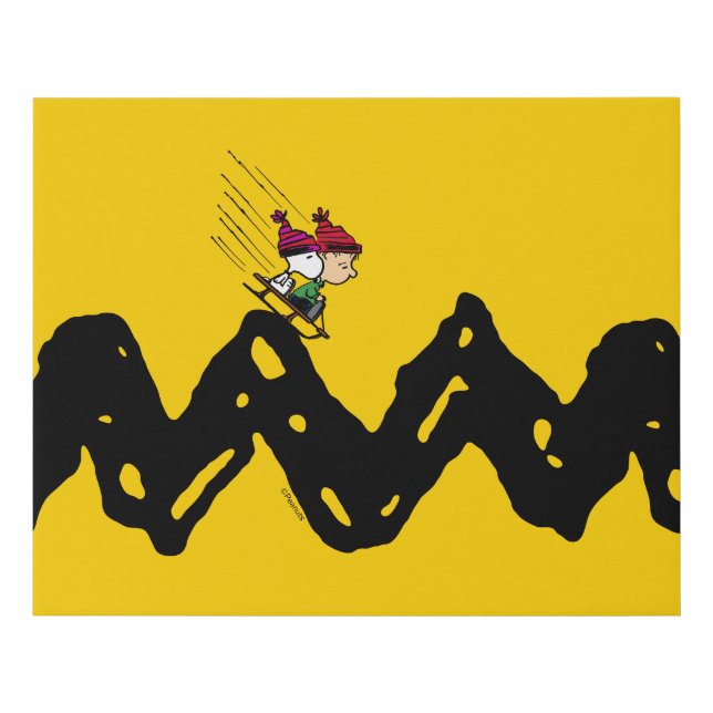 Peanuts | Snoopy & Linus Sled Ride Faux Canvas Print (Front)