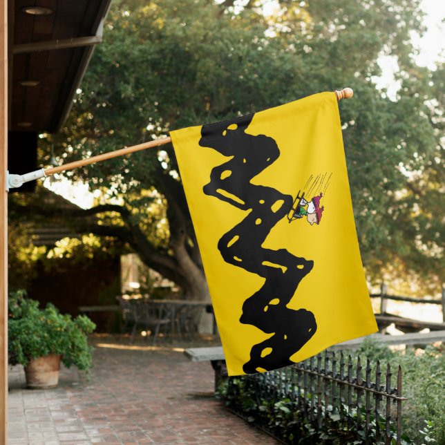 Peanuts | Snoopy & Linus Sled Ride House Flag (In SItu)