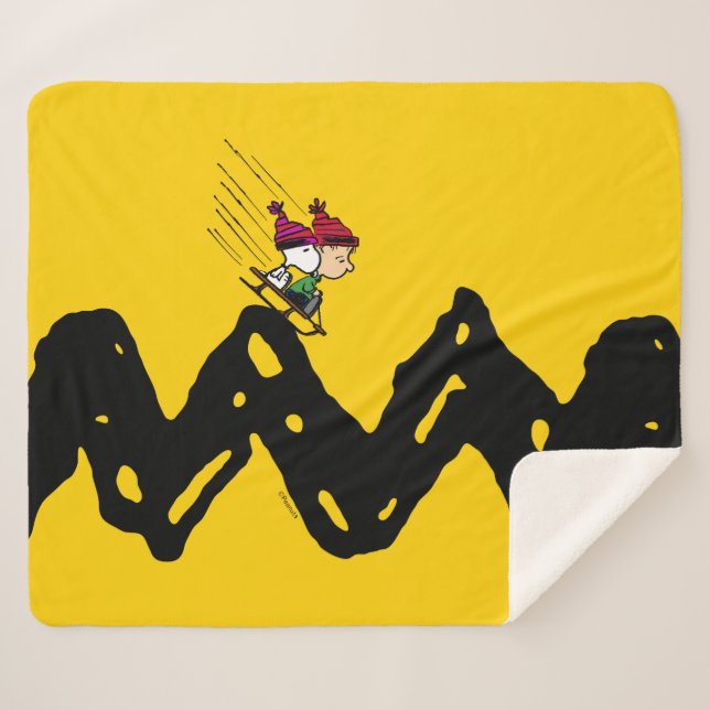 Peanuts | Snoopy & Linus Sled Ride Sherpa Blanket (Front (Horizontal))