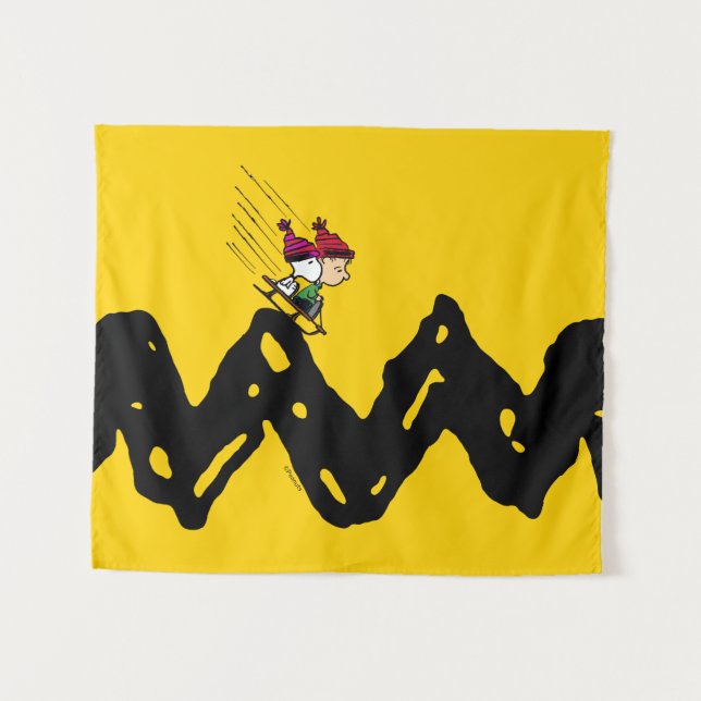 Peanuts | Snoopy & Linus Sled Ride Tapestry (Front (Horizontal))