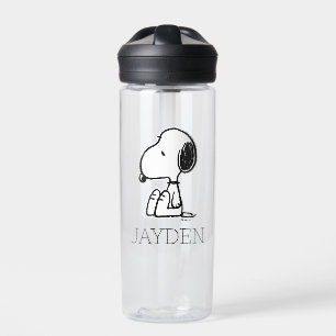 Peanuts   Snoopy Looking Down   Add Your Name Water Bottle