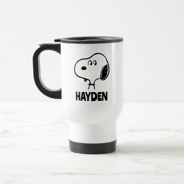 Peanuts | Snoopy Looks | Add Your Name Travel Mug (Left)