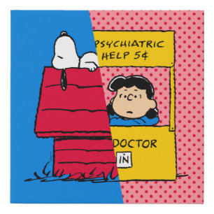 Peanuts Snoopy & Lucy Half & Half Faux Canvas Print